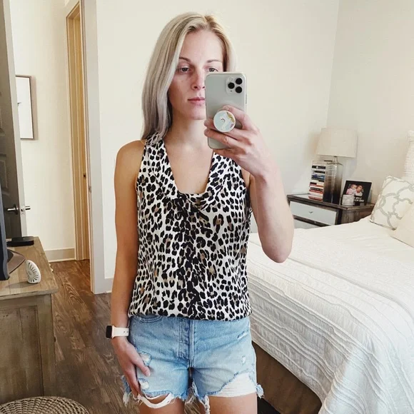 White House Black Market Silk Animal Print Blouse - Picture 1 of 4